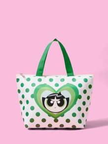 THE POWERPUFF GIRLS X SHEIN Cartoon Buttercup Pattern Insulated Lunch Bag With Zipper, Portable Insulated Lunch Box For School, Work, Camping And Beach, Washable, Multi-Purpose Storage Bag - Multicolor - View 1