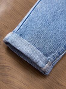 Girls' Campus Style All-Match Versatile Flower Waist Jeans Summer Holiday - Light Wash - View 4