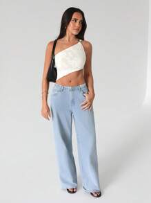 Roylia Top corto elegante, sensual y sexy - Albaricoque - Ver 5