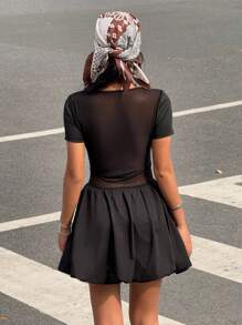 Muchica Schwarzes gestricktes figurbetontes Minikleid für Frauen, einfach und modisch, geeignet für den Sommer