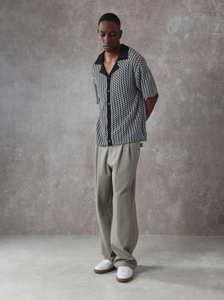 SUMWON 纹理几何图案里维尔领针织衬衫常规版型纽扣式 Polo 衫休闲度假装夏季度假海滩派对复古风格晚装 - 彩色 - 查看 6