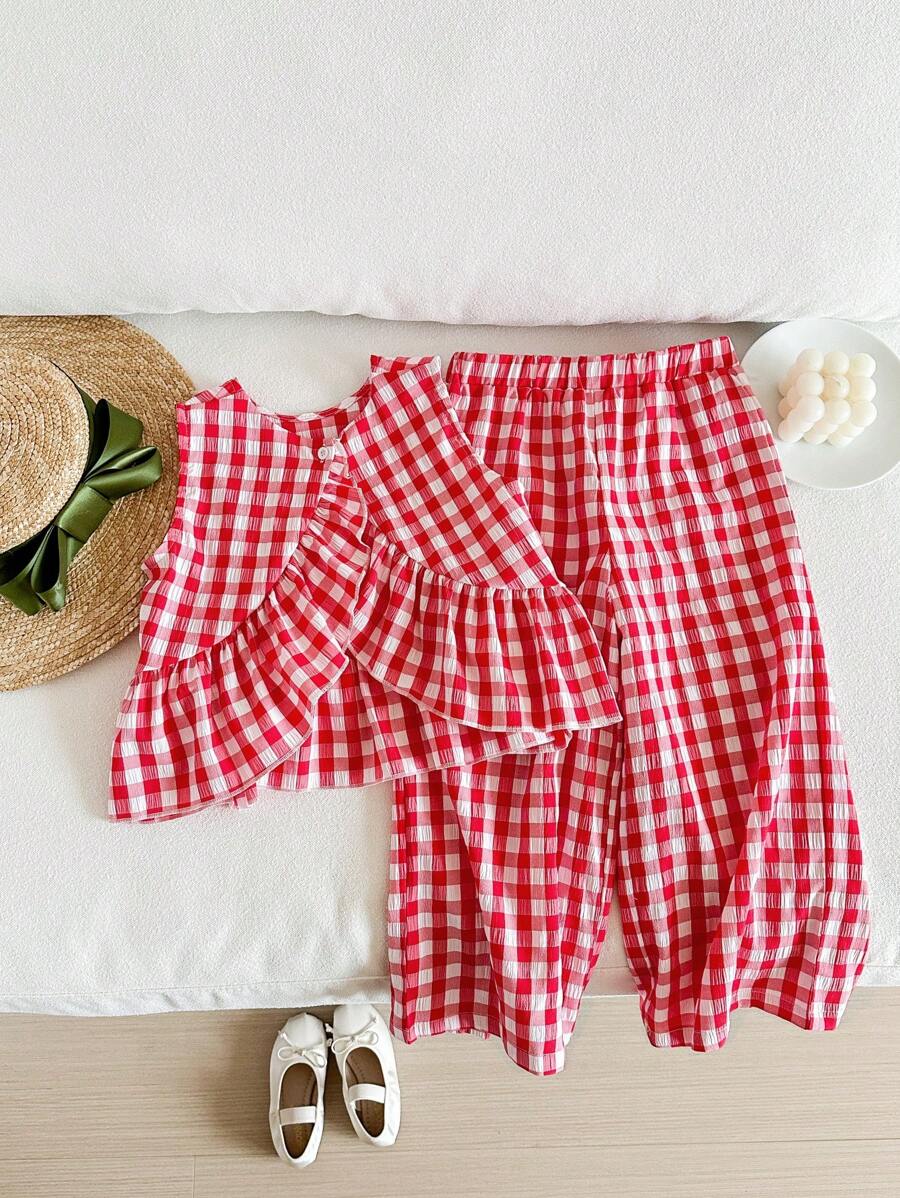 SHEIN LMoss Kids LMoss Young Girls Sets - Red - View 1