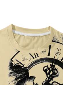 Manfinity LEGND Plus Size Men's Lion Print Round Neck Casual Loose Tank Top - Khaki - View 5