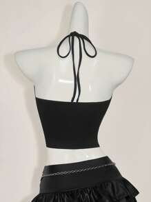 SHEIN ICON American Sexy Cami Top, Summer,Rave Top - Black - View 2