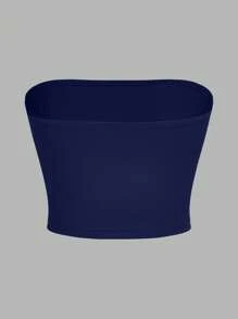 SHEIN EZwear 3pcs/Set Women's Blue And White Strapless Slim Fit Casual Tops, Summer - Multicolor - View 5