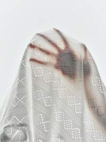 Écloséra Elegant White Round Neck Cap Sleeve Back Hollow Floral Lace Patchwork Bodysuit For Women, Spring/Summer - White - View 7