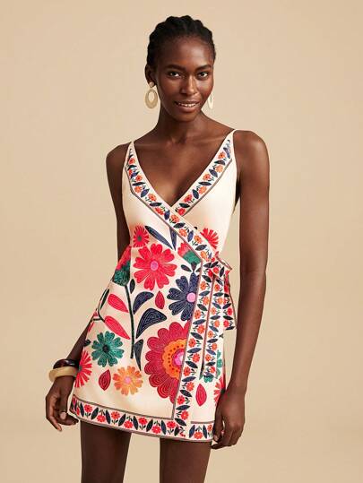 Travachic 女士花卉印花裹肩带连衣裙，适合度假