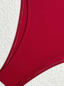 Swim SPRTY Đồ bơi một mảnh hở lưng gợi cảm không tay màu trơn cho nữ, hàng mới về mùa hè - Màu Đỏ Sâu - Xem 4