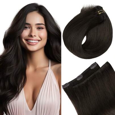 7 件直发接发 100% 真人发 14-24 英寸 115 克双纬隐形接发 雷米天然真人发 适合女性女孩日常使用