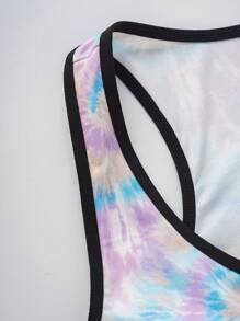 Nick 90s | SHEIN 大码舒适扎染卡通图案装饰文胸和内裤套装