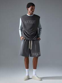 NEON BLANC 男士街头风格针织宽松短裤 - 深灰色 - 查看 7