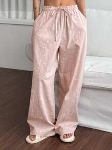 DAZY Spring Star Print Loose Pajama Pants, Fall - Pink - View 5