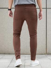 Manfinity Homme Men's Simple Classic Jeans, Suitable For Summer - Coffee Brown - View 2