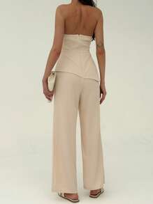 Aloruh Women's Minimalist Office Commuter Sleeveless Jumpsuit With Train Long Pants