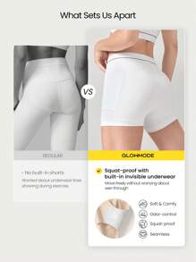 GLOWMODE Powersculpt™ Schweiß-absorbierende Sporthose mit Kontrast-Streifen, Kühleffekt, hoher Stretch, mit Seitentaschen, für High Impact Training, Laufen, Abnehmbaren Cups