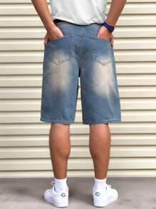 Teen Boy's Washed Denim Casual Shorts, Summer - Medium Wash - View 2