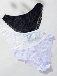 3 件套浪漫蕾丝女士内裤 - 彩色 - 查看 4