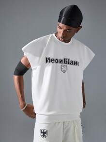 NEON BLANC 男士街头时尚字母印花针织宽松圆领插肩袖休闲 T 恤 - 白色 - 查看 6