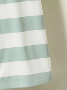 SHEIN Kaos Lengan Pendek Bergaris Leher Bulat Longgar Kasual untuk Anak Laki-Laki Remaja, Cocok untuk Bepergian, Sekolah, Aktivitas Sehari-hari, Olahraga, Musim Semi & Musim Panas - Hijau - View 5