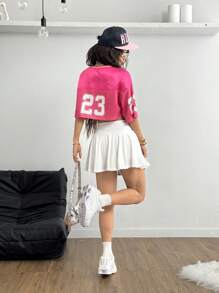 Coolane 适合日常穿着的女士纯色不对称腰带瑜伽短裙 - 白色 - 查看 2