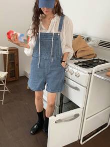 DAZY Women's Casual Washed Denim Overalls, Spring/Summer - Blue - View 7