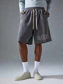 NEON BLANC 男士街头风格针织宽松短裤 - 深灰色 - 查看 2