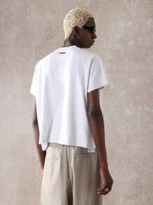 SUMWON Oversized Premium Summer Tank Top Raw Edge Racerback Athletic Workout Gym Boxy Cut Streetwear Sleeveless Training Muscle Tank Cropped Design Quality Sports Basics - Grey - View 2