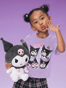 HELLO KITTY AND FRIENDS | SHEIN 年轻女孩卡通印花休闲百搭针织短袖 T 恤 - 紫色 - 查看 3