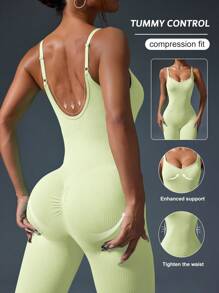 Easithlete Simple Fashionable Summer Jumpsuit - Yellow - View 3