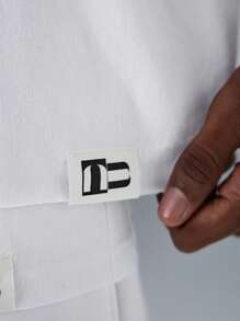 NEON BLANC Camiseta de punto con cuello redondo y estampado de letras, estilo urbano para hombre - Blanco - Ver 4