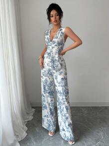 Selianne 女式花卉印花 V 领无袖连体裤（夏季） - 彩色 - 查看 6