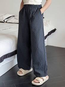 DAZY Tween Girl Geweven Geruite Casual Broek Huiskleding, Lente/Zomer, Terug naar School Kleding