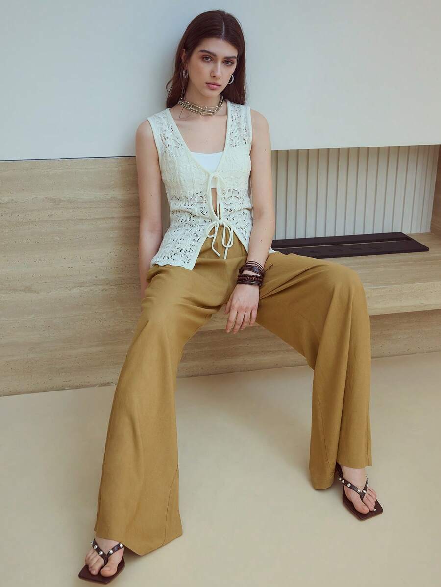 MOTF STUDIO 结饰镂空毛衣 - 米色 - 查看 1