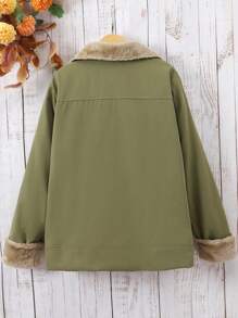 Jugendliche Lässige Minimalistische Patchwork Fleece Jacke