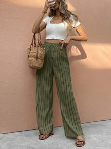 SHEIN Frenchy Damen Tailaillierte gerade geschnittene weite Freizeithose