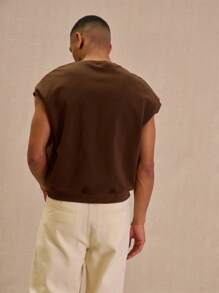 Musero Chaleco jumper holgado de escote en V para primavera y verano - Marrón - Ver 3