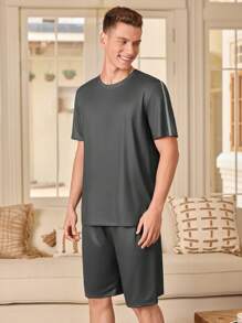 Men's Summer Casual Homewear Suit - Grey - View 2