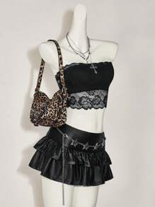 SHEIN ICON Sexy Lace Bandeau Top,Rave Top - Black - View 3