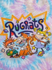 Nick 90s | SHEIN 大码舒适扎染卡通图案装饰文胸和内裤套装