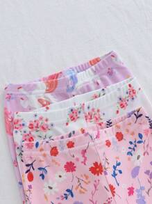 Bộ đồ ngủ 6 món cho bé gái, in hình kỳ lân hoa lá, cổ tròn, tay ngắn và quần legging, quần áo trẻ em gái, quần áo mùa hè cho bé gái, đồ ngủ ôm sát, đồ ngủ vừa vặn. - Nhiều màu - Xem 7