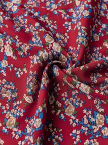 Écloséra Summer Holiday V-Neck Sleeveless Waist Drawstring High Slit Backless Dress - Red - View 7