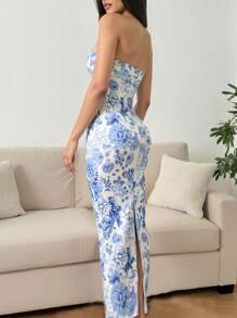 INAWLY Váy bó in hoa cho nữ đi nghỉ - Nhiều màu - Xem 2