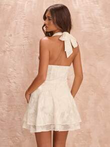 SHEIN BAE Textured Deep V-Neck High Split Solid Sexy Dress For Spring/Summer, Suitable For Valentine's Day Party, Romantic Dates