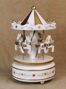 1pc Carousel Music Box, Wind Up Mechanism, Cake Design, Gift