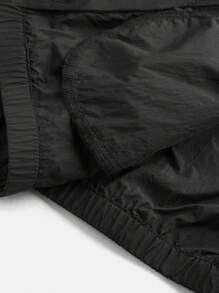 SHEIN EZwear Chaqueta con capucha y cordón de ajuste en talla grande, de estilo casual con cremallera