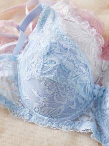 Snug Zone 3 pièces/Set Soutien-gorge de lingerie pour femmes de conception simple avec armature, soutien-gorge de lingerie sexy en dentelle de style romantique français
