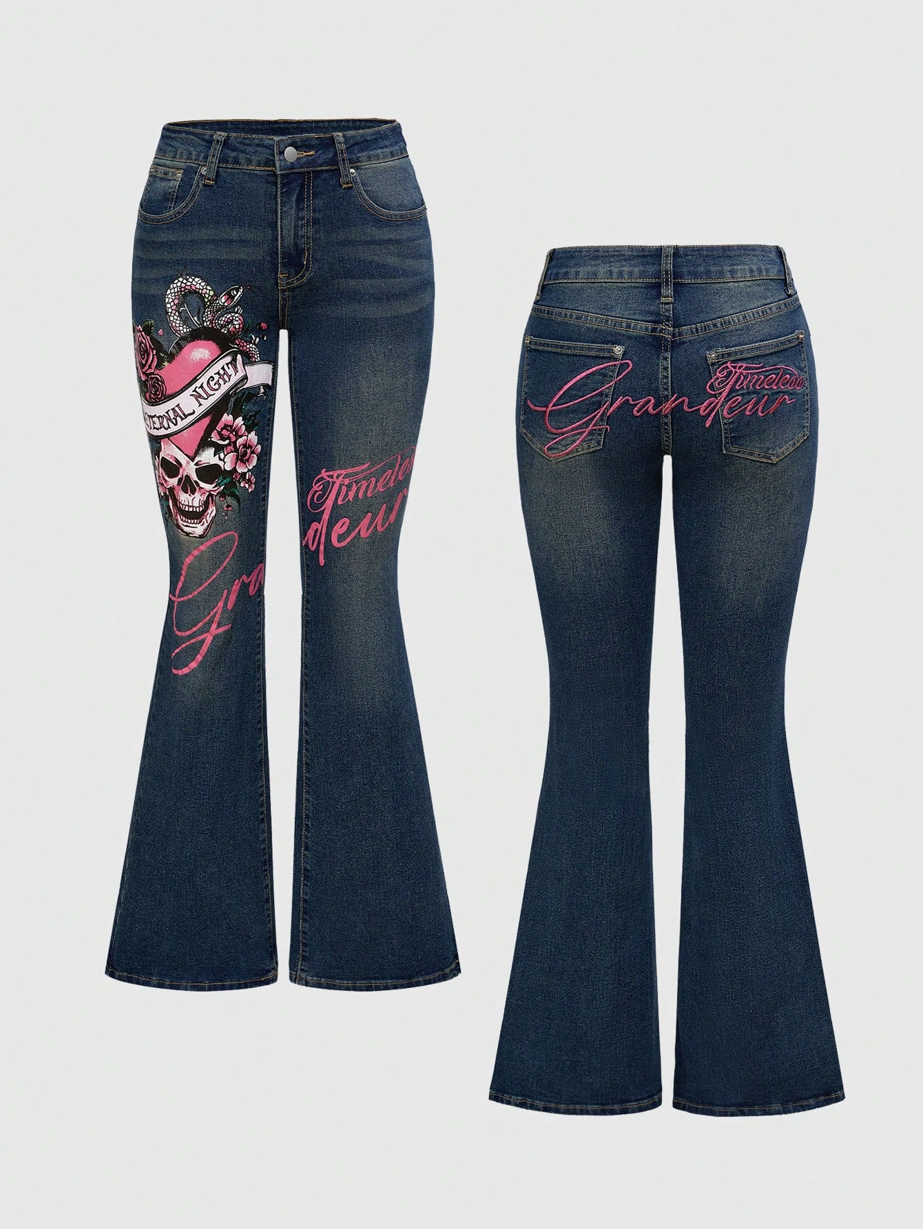 Our Grunge Punk Women's Y2K Style Vintage Skeleton & Heart