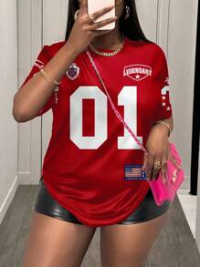 Slaydiva 大码休闲简约运动 #01 针织圆领短袖 T 恤，适合夏季