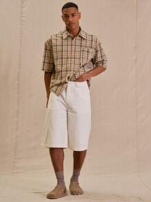 Musero Longline Denim Shorts Spring Summer - White - View 1
