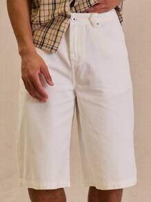 Musero Longline Denim Shorts Spring Summer - White - View 5